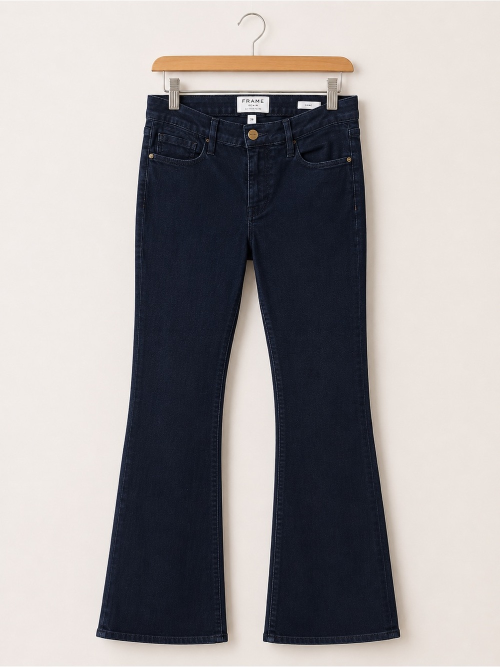 Frame Denim Le High Flare Jeans in washed black size 28